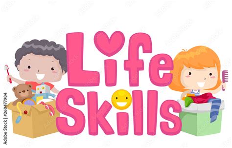 Kids Life Skills Lettering Illustration Stock Vector Adobe Stock