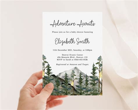 Rustic Mountain Baby Shower Invitation Woodland Baby Shower Etsy