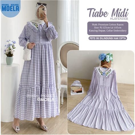 Jual Tiabe Midi Dress Midi Kotak Kotak Cantik Original By Moela