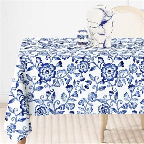 Amazon Buryeah Pcs Rustic Blue And White Floral Tablecloth X