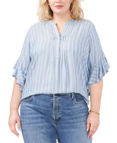 Vince Camuto Plus Size Ruffled Cuff Pleated Neck Top Macy S