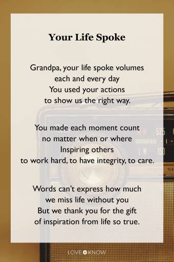 In Loving Memory Funeral Poems For Grandfather Lovetoknow