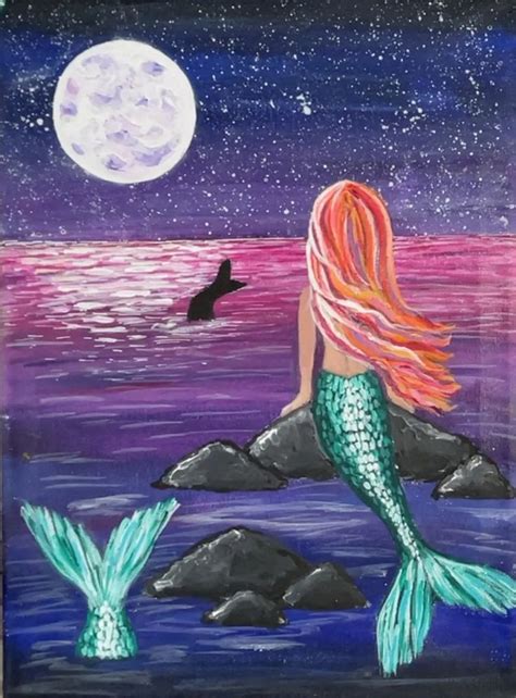 How To Paint A Mermaid And Mermaid Tail Easy Acrylic Painting Tutorial