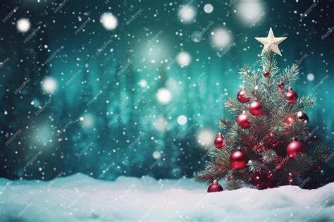 Premium AI Image | Christmas Tree in Snow with Blurred Snowy Background