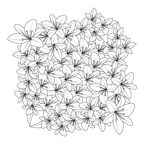 Lily Flower Coloring Page Book Illustration With Decorative Line Art