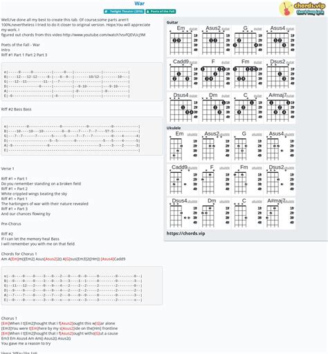 Chord War Tab Song Lyric Sheet Guitar Ukulele Chords Vip