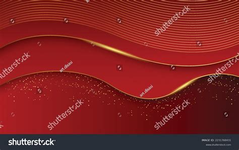 Abstract Red Luxury Background Golden Line Stock Vector Royalty Free