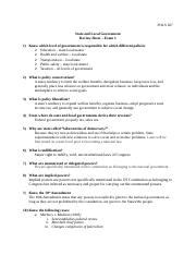 POLS207 Review Sheet 1 Spring 2018 Docx POLS 207 State And Local