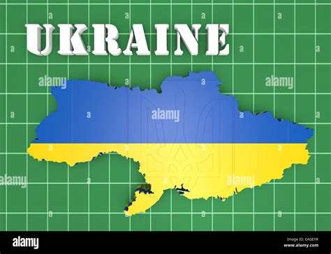 3d Illustration Karte Der Ukraine Mit Flagge Und Wappen Stockfotografie