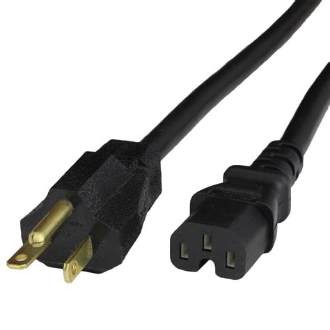 6ft Nema 5 20p To C15 15a 125v Power Cord Black