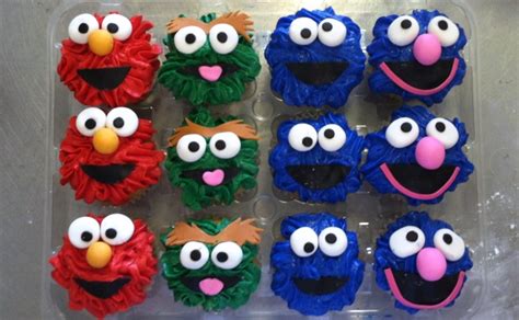 The Cupcakes Are Decorated Like Sesame Street Characters