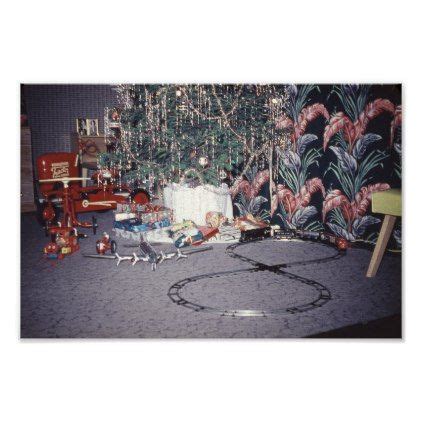 Christmas Mid Century Tree And Vintage Toys Poster Zazzle