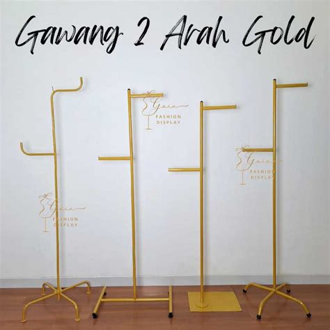 Jual Gawang Baju Gold Emas 2 Arah Gantungan Besi 2 Arah Hanger Gold BH