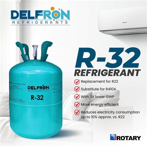 1rotary Delfron R32 Refrigerant Freon 3kg Ic4852 1rotary