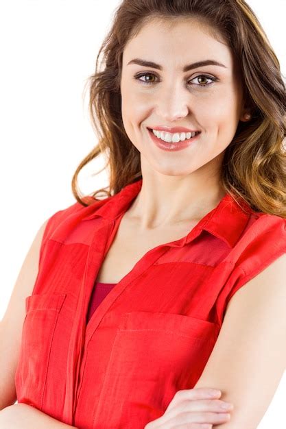 Pretty Brunette Smiling At Camera Premium Photo