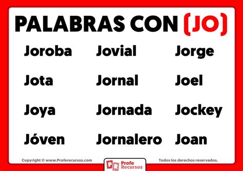 Palabras Con Jo Ejemplos Palabras Con Jo