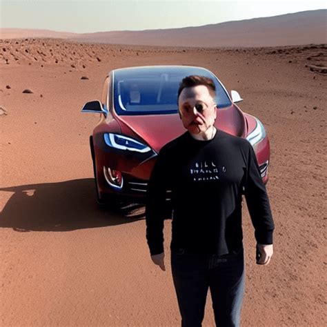 Elon Musk Auf Dem Mars Macht Ein Tesla Selfie · Creative Fabrica