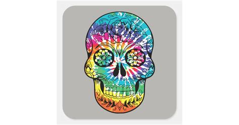 Day Of The Dead Sugar Skull Square Sticker Zazzle