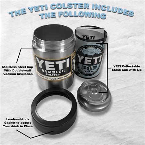 Yeti Colster Rambler 12 Oz Stainless Steel Koozie Beer Soda Insulator