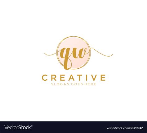 Initial Qw Feminine Logo Beauty Monogram Vector Image