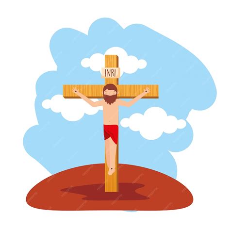 Jesús Crucificado Vector Premium