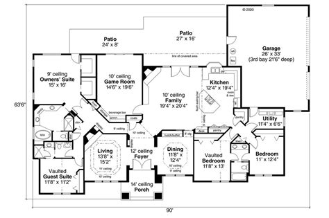 Mediterranean Style House Plan 4 Beds 3 Baths 3032 Sqft Plan 124