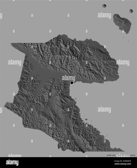 Shape Of Morobe Province Of Papua New Guinea With Its Capital