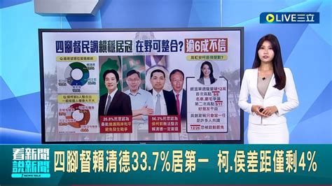 四腳督民調 賴穩居冠 柯 侯兩人差距僅剩4 在野黨可整合 有逾6成民眾不信│主播 柯佩瑄│【live大現場】20230913│三立新聞台 Youtube