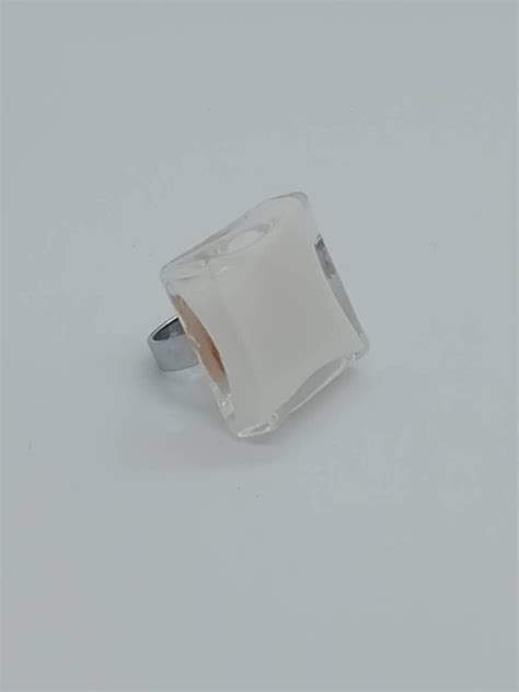 Bague Carr E Grand Mod Le Transparent Blanc