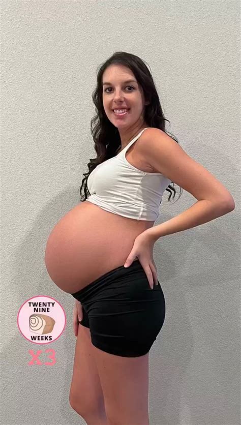 Week Triplet Bump Update Triplets Pregnancy Pregnancy Bump