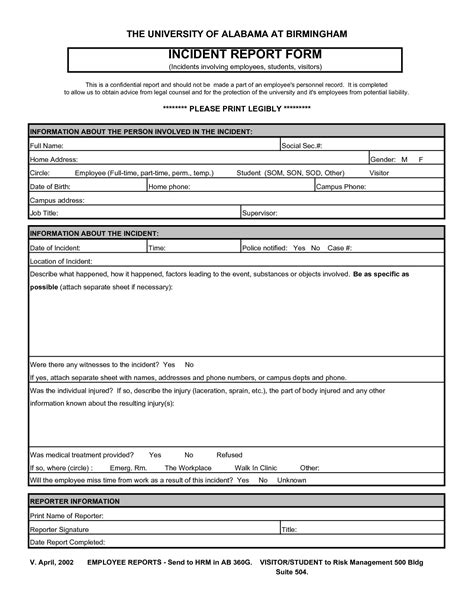 Accident Report Forms Template Inceident Report Template Accident