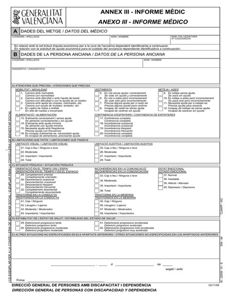 ANNEX III INFORME MÈDIC ANEXO III