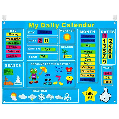 Muyoka My First Daily Calendar Tablero de fieltro para niños pequeños