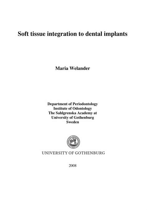 Pdf Soft Tissue Integration Ac Gupea Home · Soft Tissue Integration To Dental Implants