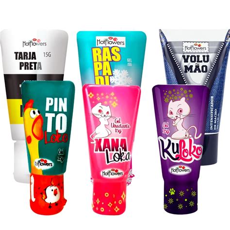 KIT sex shop 6 Gel Lubrificante Íntimo Masculino Feminino Unissex Xana Loka Kuloko Pinto