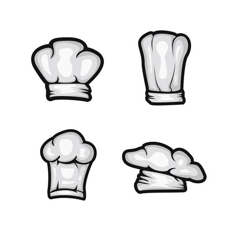 Set Chef Hat Cartoon Element Vector With Transparent Background