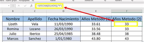 Como Calcular La Edad Con La Fecha De Nacimiento En Excel