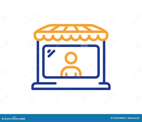 Market Seller Line Icon Wholesale Store Buyer Sign Vector Stock