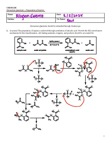 Dq Preparation Of Aspirin Chem Chem Discussion Questions