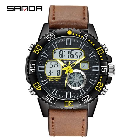 Sanda Luxury Brand Men S Sports Watch Dual Display Digital Analog