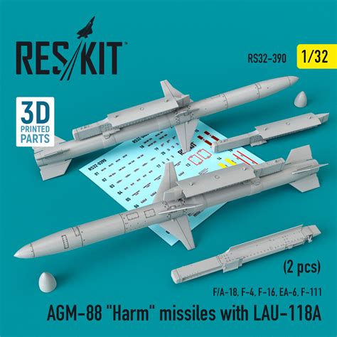 Agm 88 Harm Missiles With Lau 118a 2 Pcs F A 18 F 4 F 16 Ea 6 F 111 Res Kit 32 0390