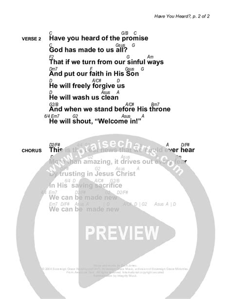 Have You Heard Chords Pdf Sovereign Grace Praisecharts