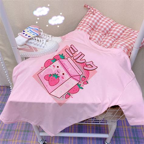 Cute Japanese Strawberry Milk T Shirt Kore Kawaii