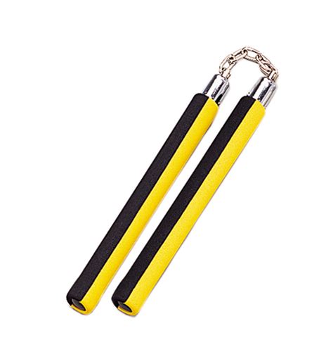 Nr 022 Foam Nunchaku With Chain Two Tone Yell Black The Black Belt