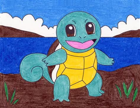 Easy How to Draw Squirtle Tutorial and Squirtle Coloring Page