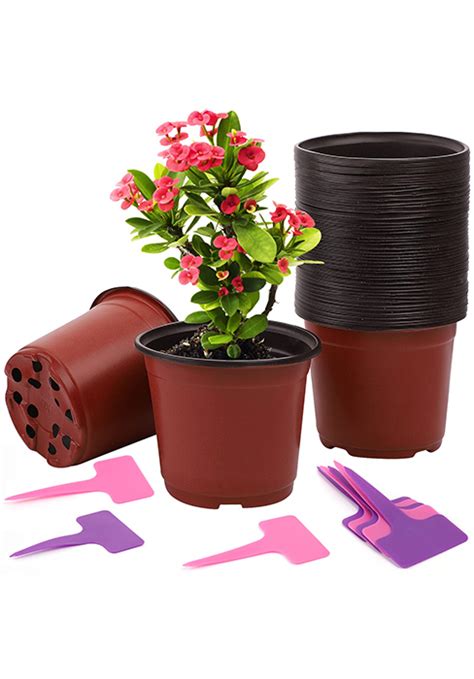 CNNIK 100 Pcs Pot De Fleur Plastique 10cm Godets Pour Semis Godet De