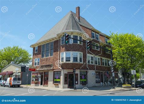 Historic Commercial Building Medfield Massachusetts Usa Editorial