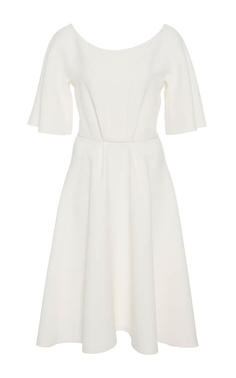 Christian Siriano Cotton Crepe V Back Dress White A Line Dress Short