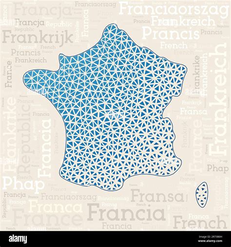 France Map Design Country Names In Different Languages And Map Shape