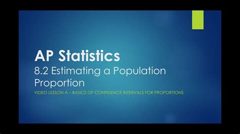 Ap Statistics 8 2a Estimating A Population Proportion Youtube